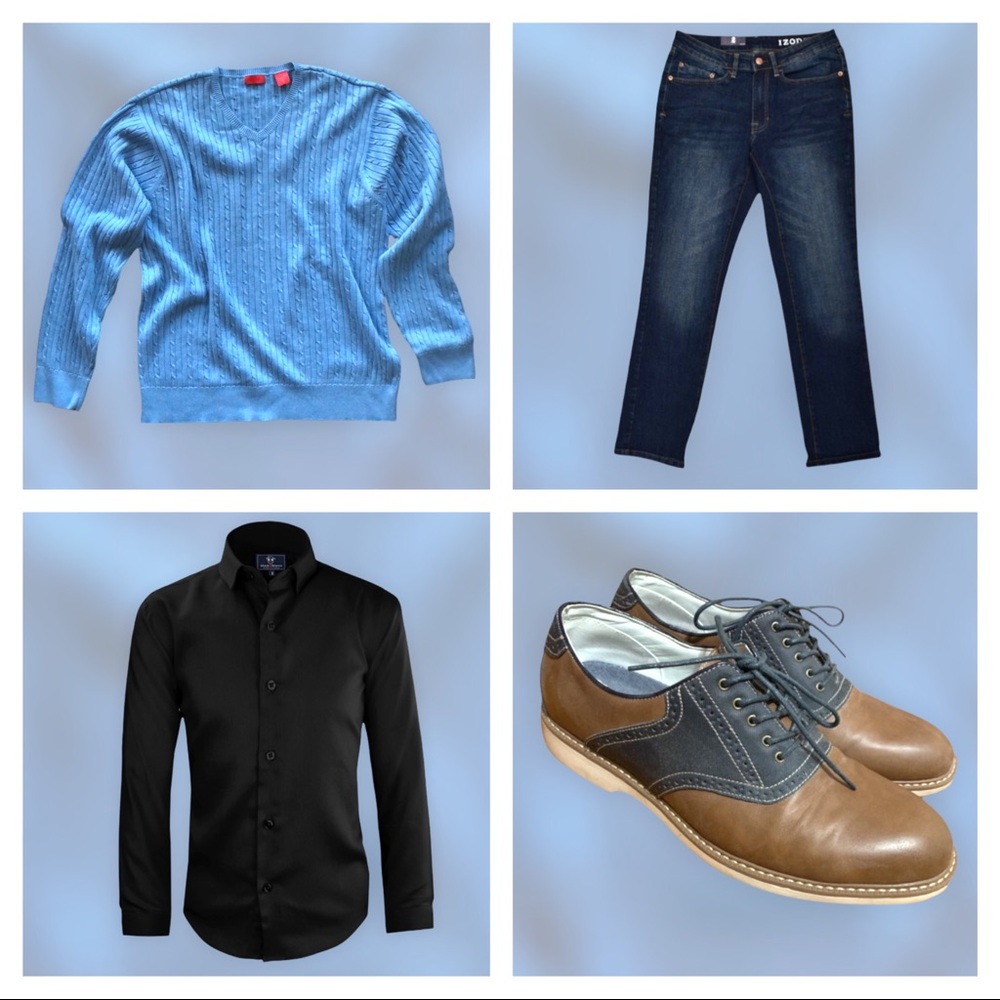 IZOD Cable Knit V-Neck Pull Over Preppy Frat Boy Icy Blue Cotton Sweater